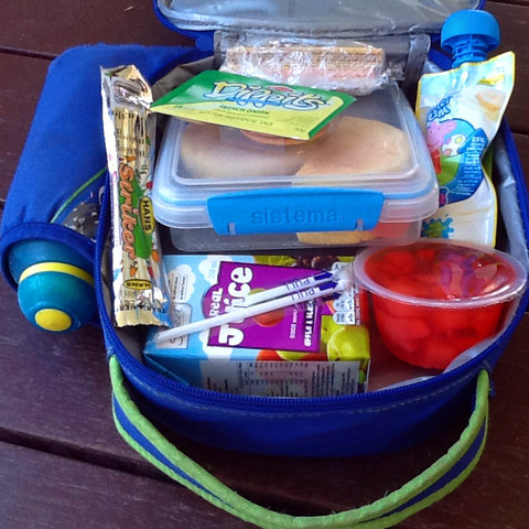 A very full zip up lunchbox